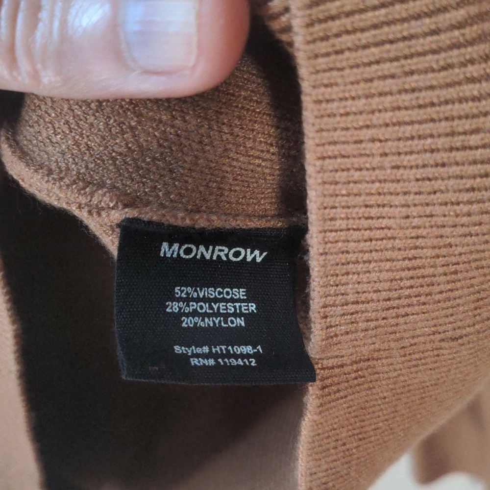 Monrow Supersoft Cut Out Camel Knit Sweater Small - Picture 7 of 9